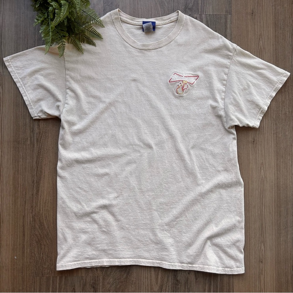 Budweiser Vintage Embroidered Horse Logo Tee - Beige - L